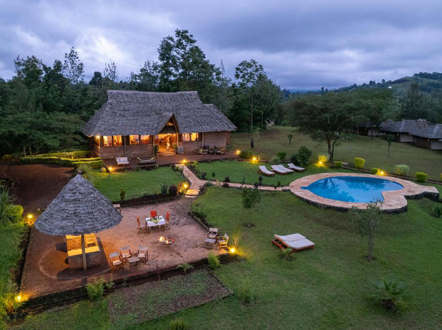 Pool and Garden view at the Evening time at Karatu Tented Lodge