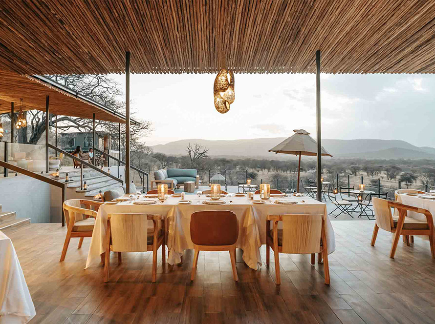 Dining table with an extra ordinary view at Nimali Mara