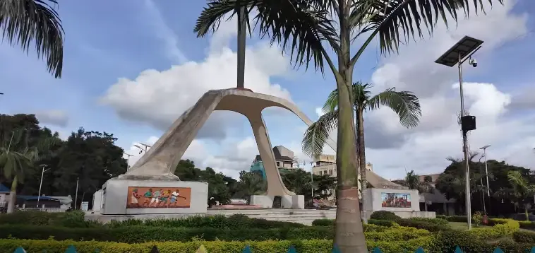 The Round about view in Arusha with beautiful weather and palm trees