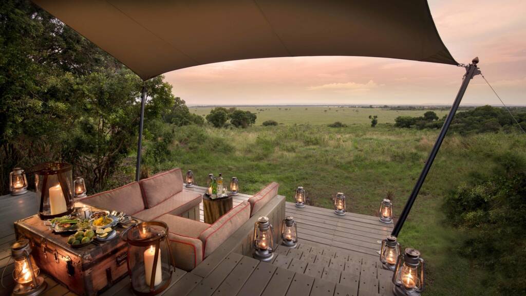 Views from the room at Bateleur Camp in Maasai Mara