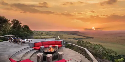 Sunset over Angama Mara's deck