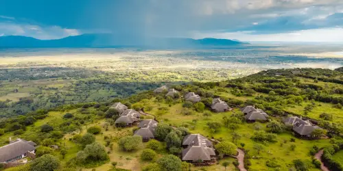 Drone or arial view of the lake manyara kilimanjaro