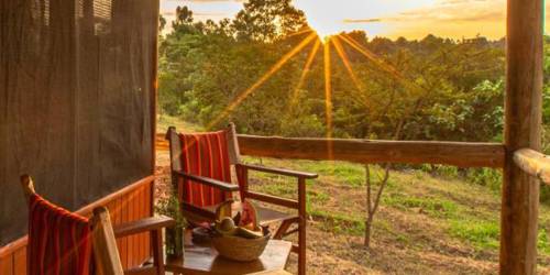 Private Room Terrace at Karatu Tented Lodge with a sunset and nature view