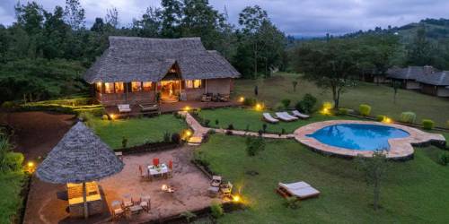 Pool and Garden view at the Evening time at Karatu Tented Lodge
