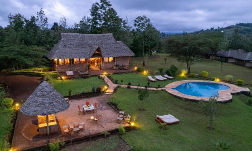 Pool and Garden view at the Evening time at Karatu Tented Lodge