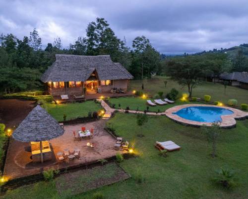 Pool and Garden view at the Evening time at Karatu Tented Lodge